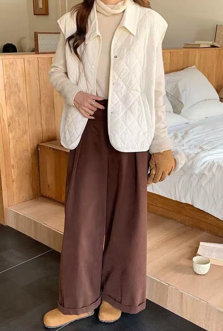 鑫燃KIKI 休闲百搭薄棉无袖格纹马甲外套  3A6120  IW