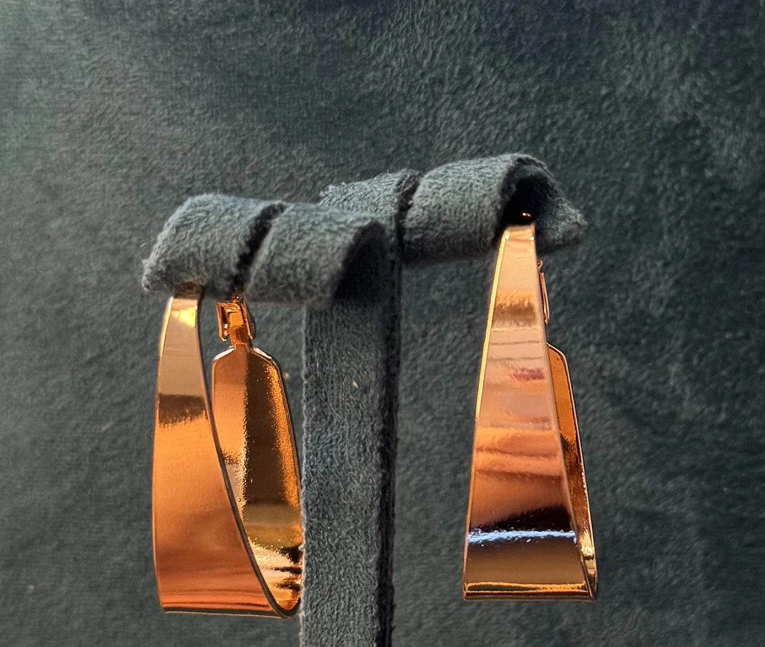 铜合金耳饰 宽椭圆异形耳环102