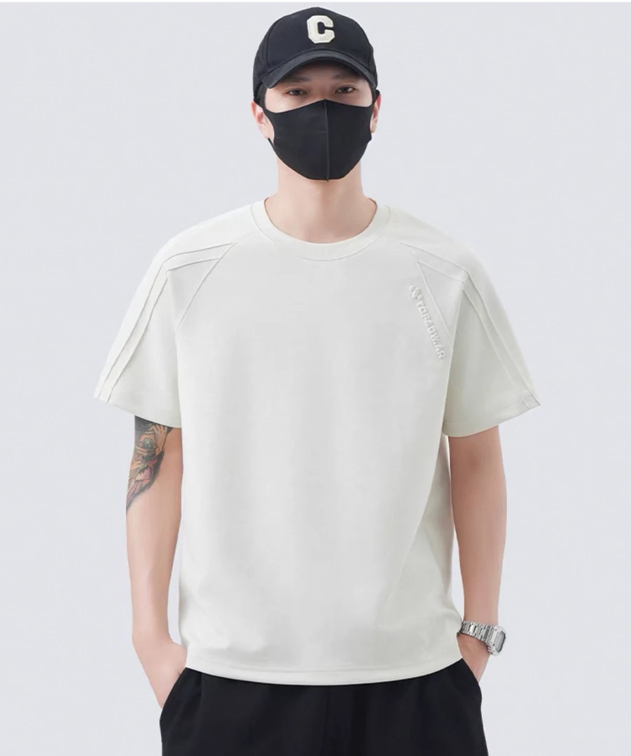 夏季重磅果冻棉冰感百搭设计款圆领半袖T恤