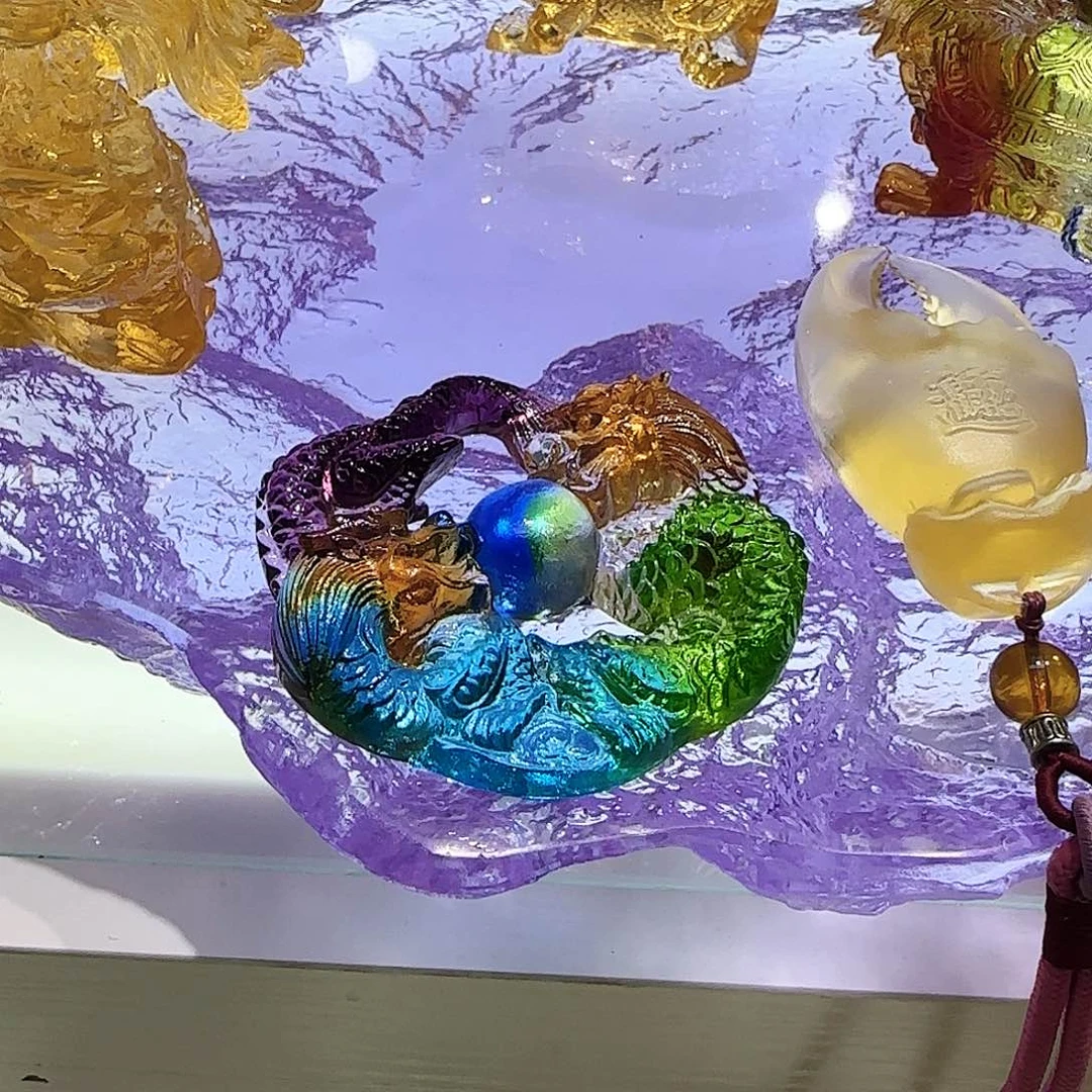 琉璃手工艺品双龙戏珠平安扣