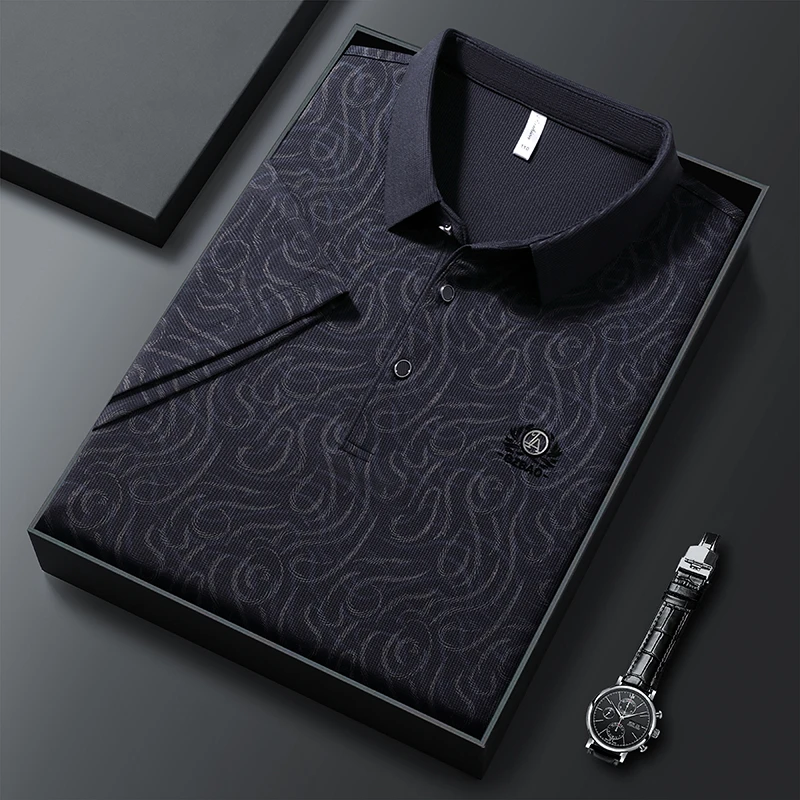 TOME BORNEK男士夏季新款冰丝T恤翻领衫运动轻奢高档时尚休闲半袖