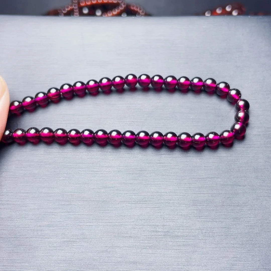 石榴石手链未镶嵌R****i5.0MM毕业级紫牙乌单圈天花板