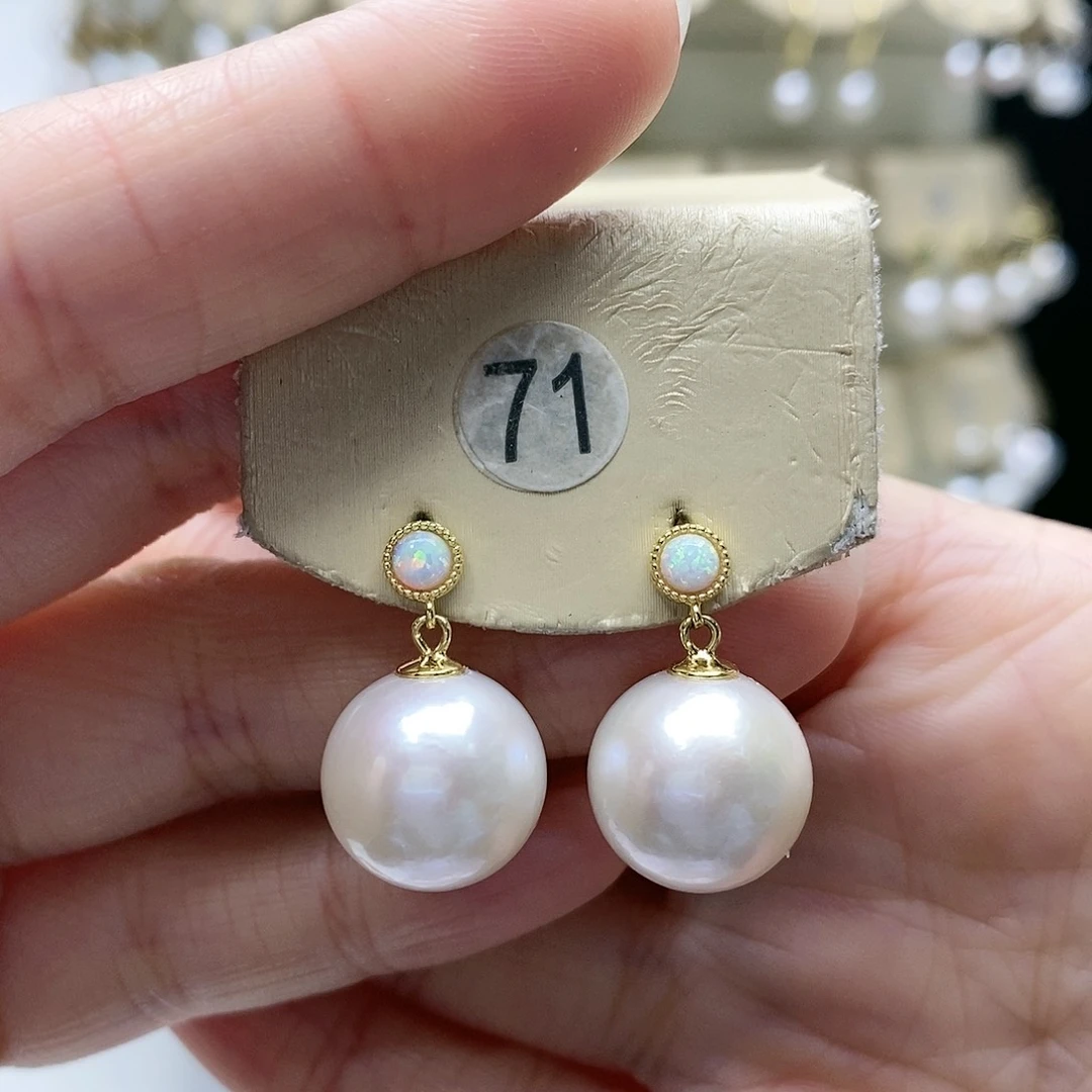 淡水珍珠耳饰银S925镀金镶嵌