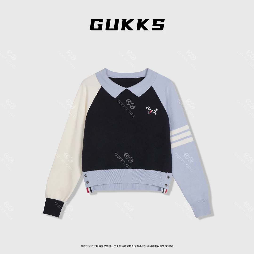 GUKKS『奶油糖』2025秋冬设计师新款经典小狗刺绣T恤MY1392【22】