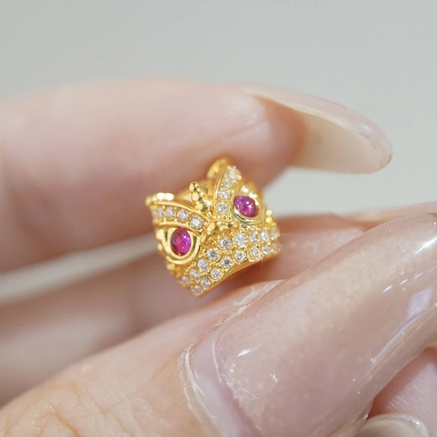 莫桑石【卡奢珠宝】18K金莫桑醒狮路路通 DIY 卡9mm
