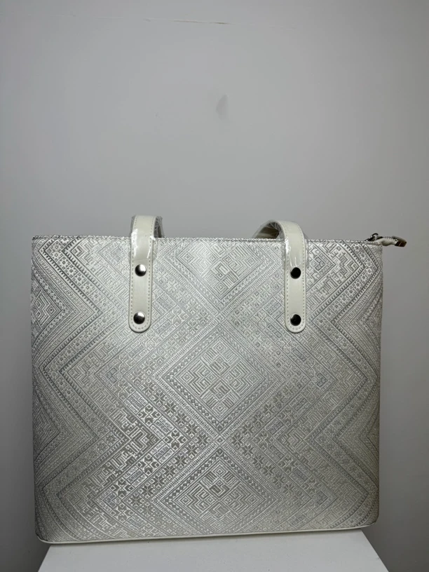 广西壮锦 素白几何图and万吉纹托特包女士气质轻奢的单肩包