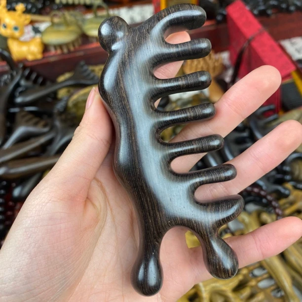 常规款2.2厚度大蜗牛按摩梳正宗紫光檀头部多功能按摩梳