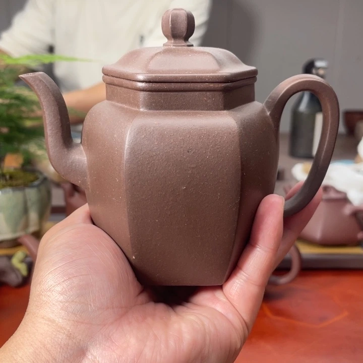 茶壶紫砂六方高宫灯，紫泥