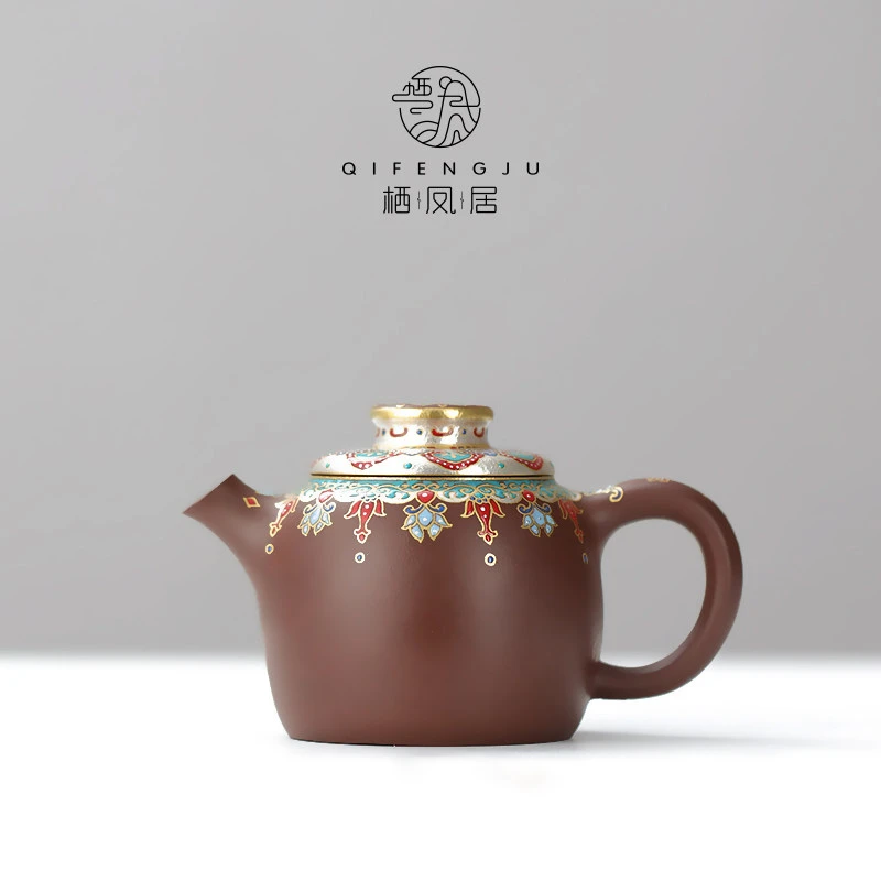 紫泥巨轮紫砂壶中式手工泡茶器单壶创意个性带过滤茶水壶