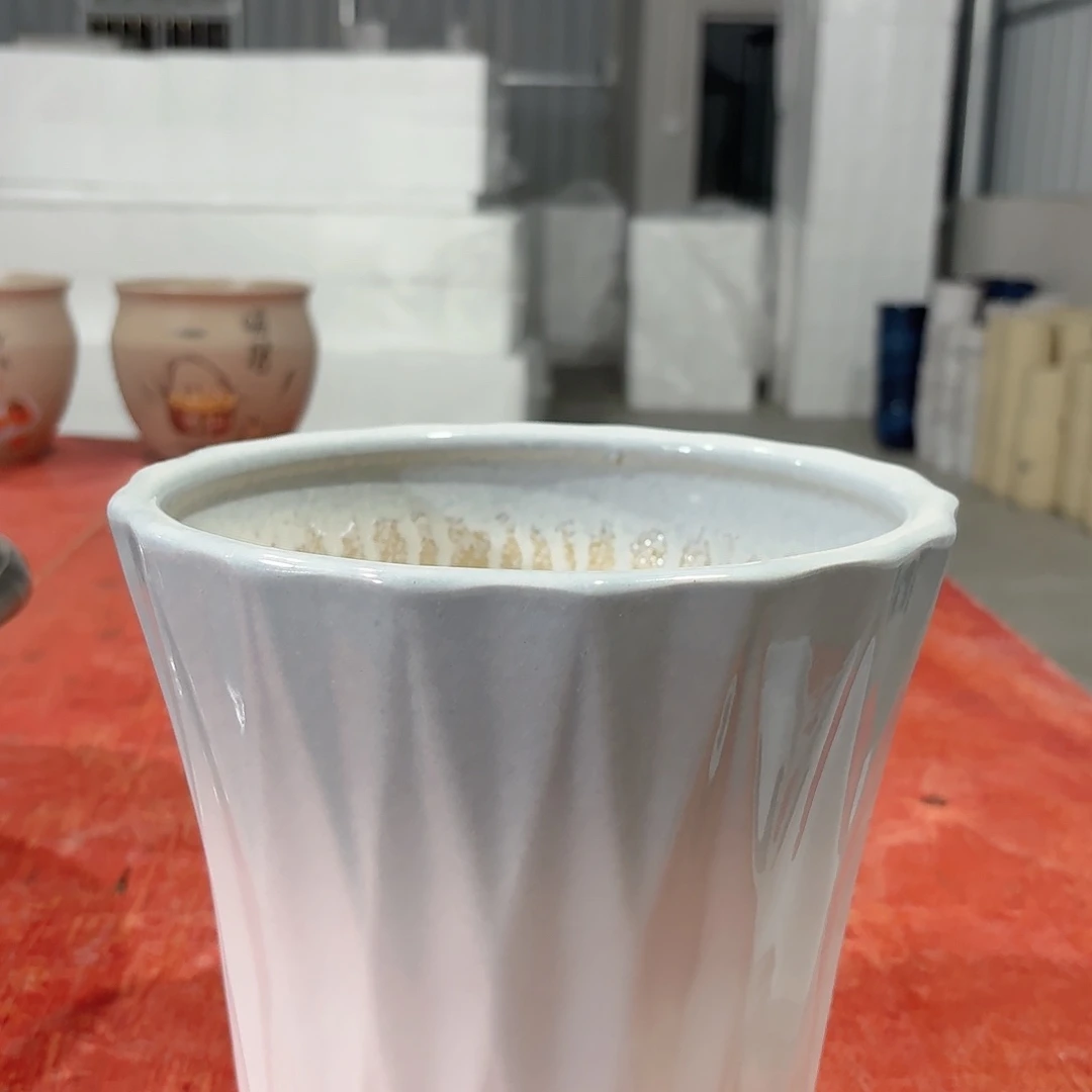陶瓷花盆渐变灰小蛮腰口径20高度20