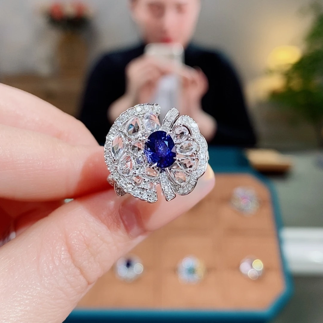 蓝宝石戒指18K金镶嵌1.17ct
