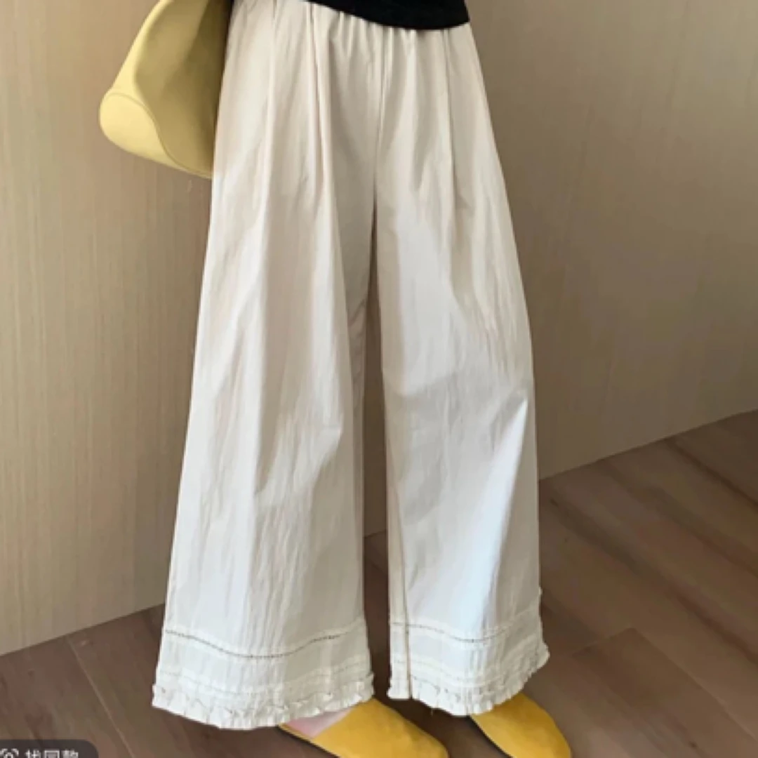 夏季蕾丝花边九分裤宽松显瘦直筒休闲百搭防晒阔腿裤