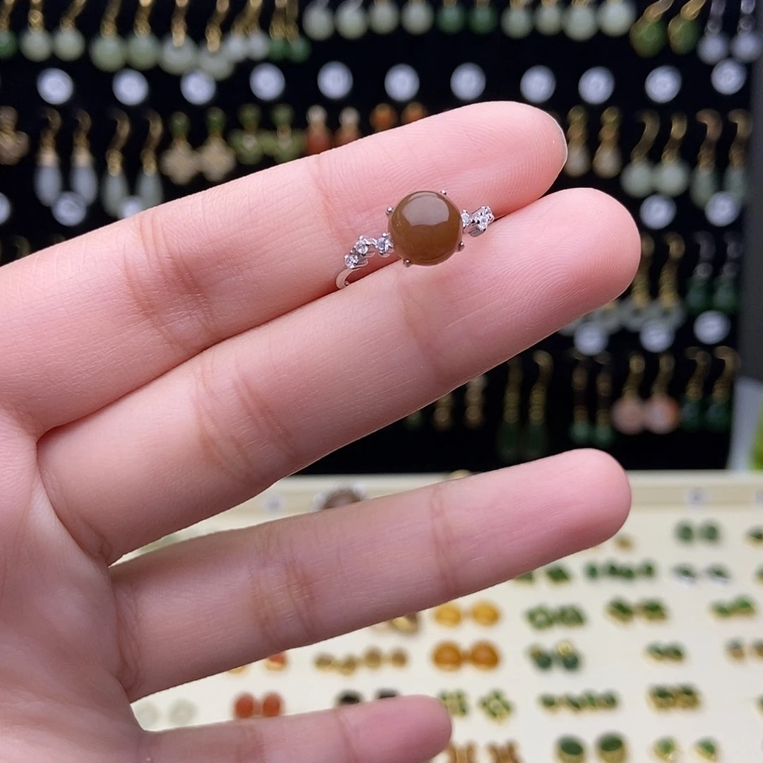 和田玉银S925镶嵌耳饰