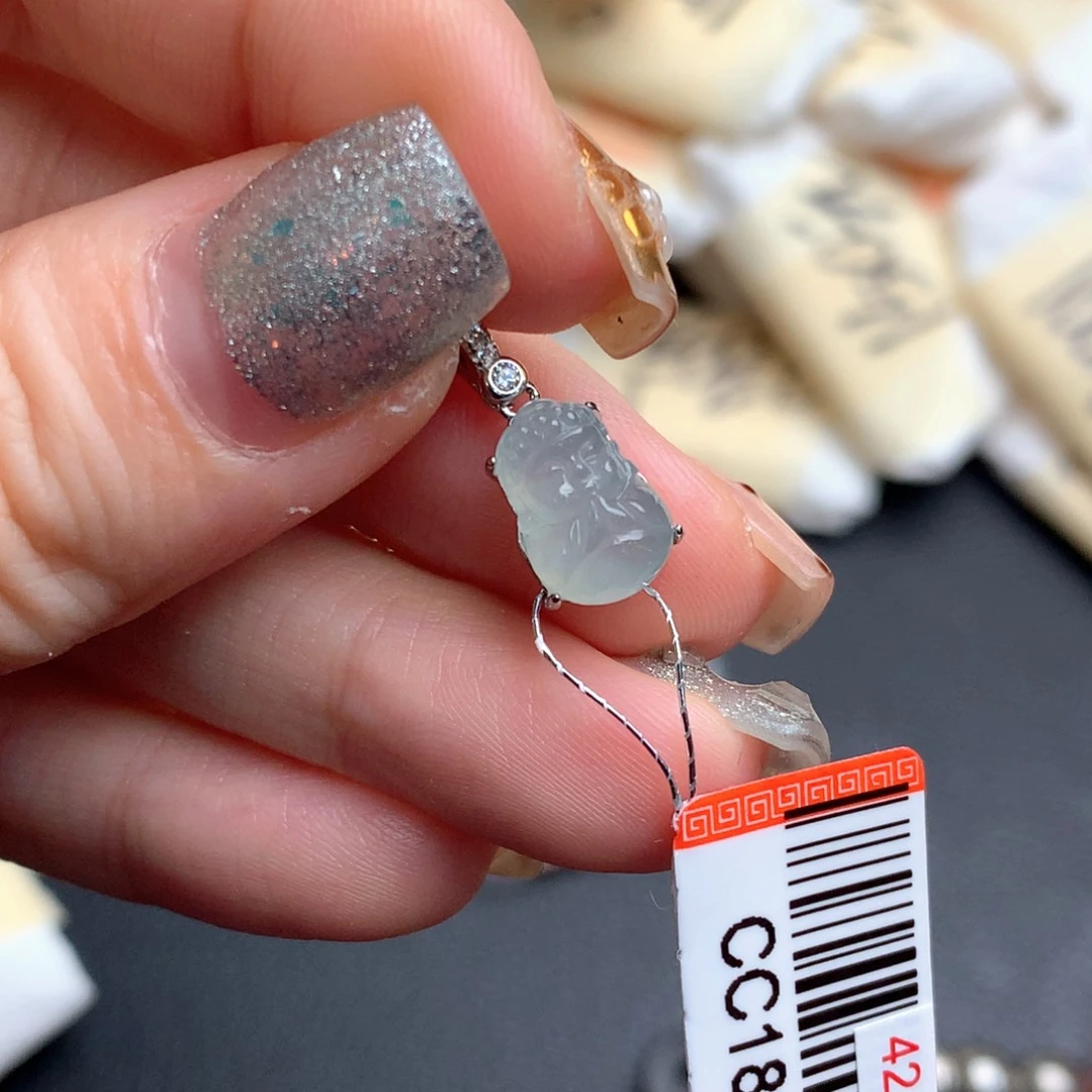 翡翠银S925镶嵌挂件一