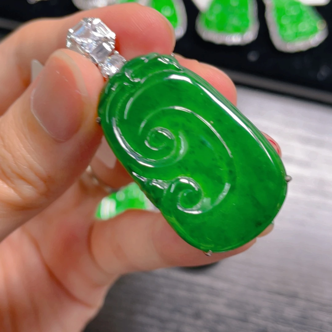 翡翠银S925镶嵌吊坠(不含链)