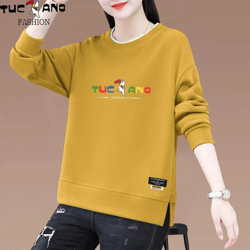 啄木鸟正品女士圆领卫衣春秋季开叉款2025年新款宽松潮流显瘦外套