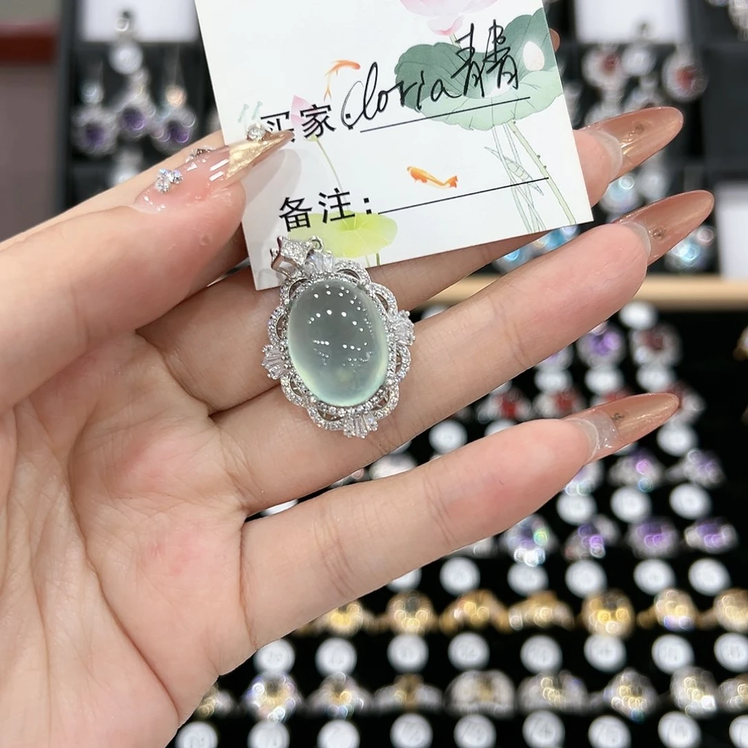 芙蓉石戒指银S925镶嵌戒指