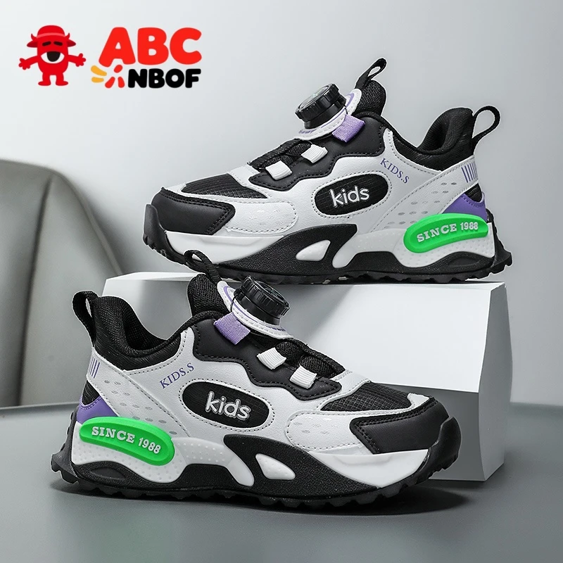 ABC NBOF童鞋男童运动鞋2025春秋新款儿童皮面跑步中大童休闲男孩