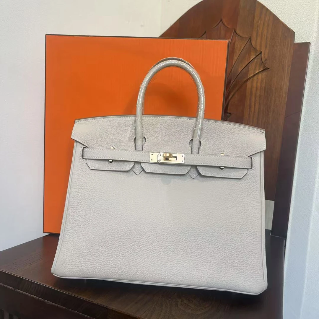 99新 Hermes/爱马仕 Hermes 奶昔白金扣Birkin25/H0014473