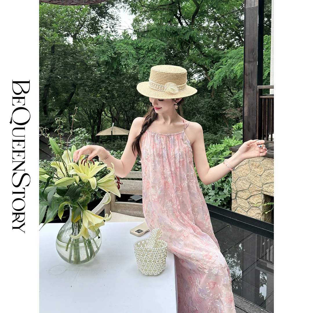 余潇潇【云霞仙子】时尚轻奢冰丝凉感亲肤透气伞摆吊带长裙