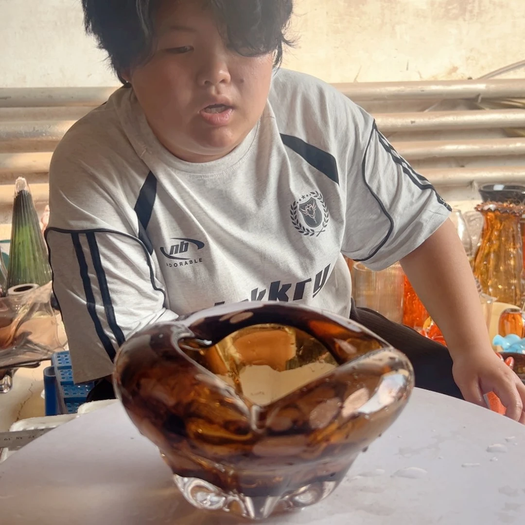 透茶金星高度11琉璃花器摆件微瑕