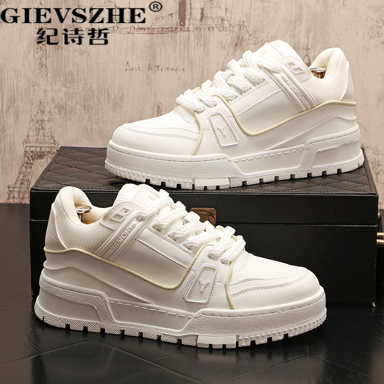 纪诗哲男鞋轻奢小白鞋潮流新款板鞋干净感痞帅男墨绿痞帅男板鞋