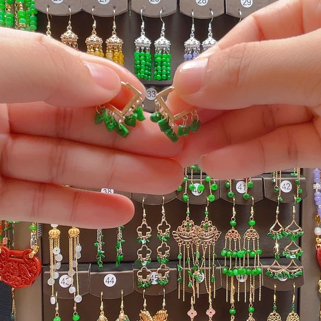 翡翠合金耳坠翡翠