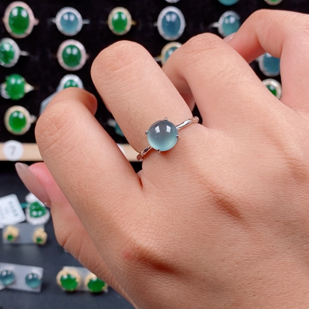 银S925镶嵌戒指翡翠夏***光