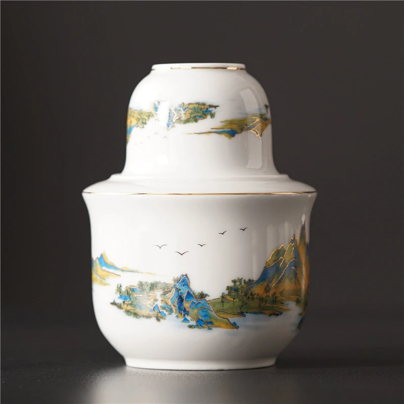 羊脂玉瓷五牛图古法陶瓷温酒器三两装家用专业烫酒器温酒壶暖酒器