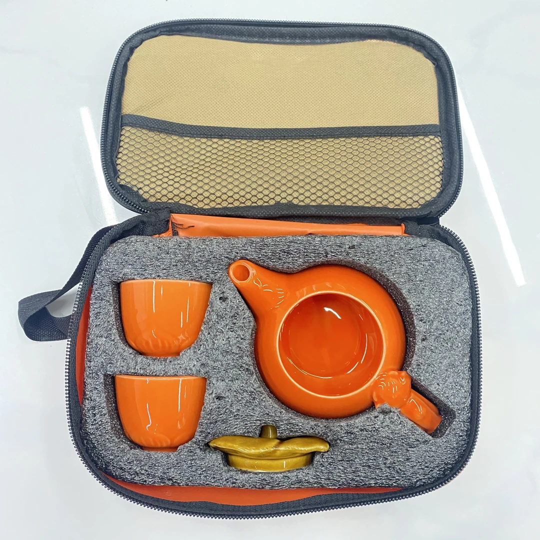 柿柿如意双人旅行装茶具礼盒装陶瓷泡茶壶整套多功能家用