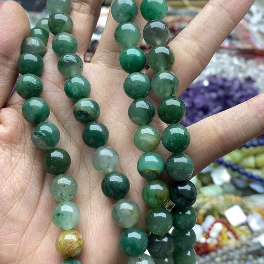 玛瑙/玉髓未镶嵌珠宝半成品两条天然10mm非洲翠圆珠