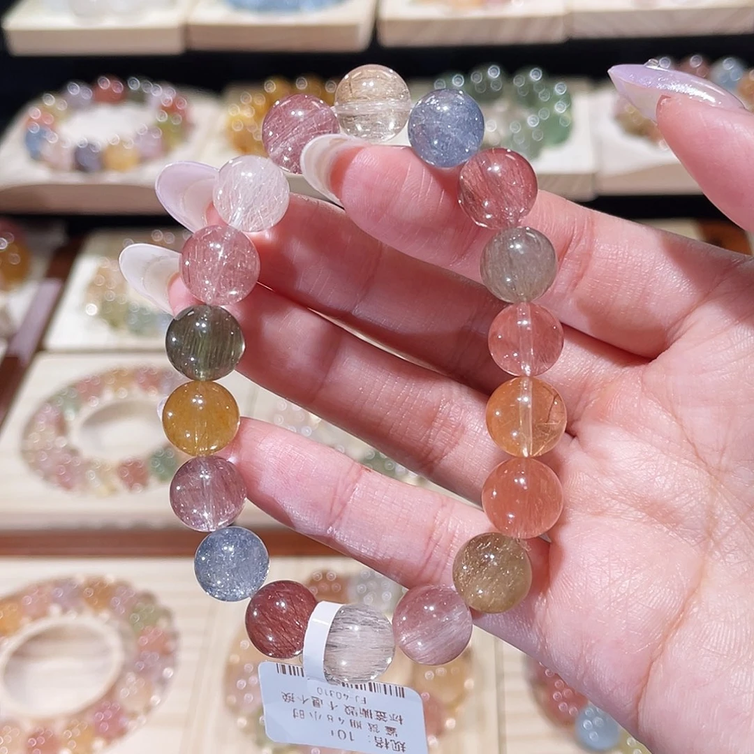 手链未镶嵌水晶兔毛手链，晶体通透