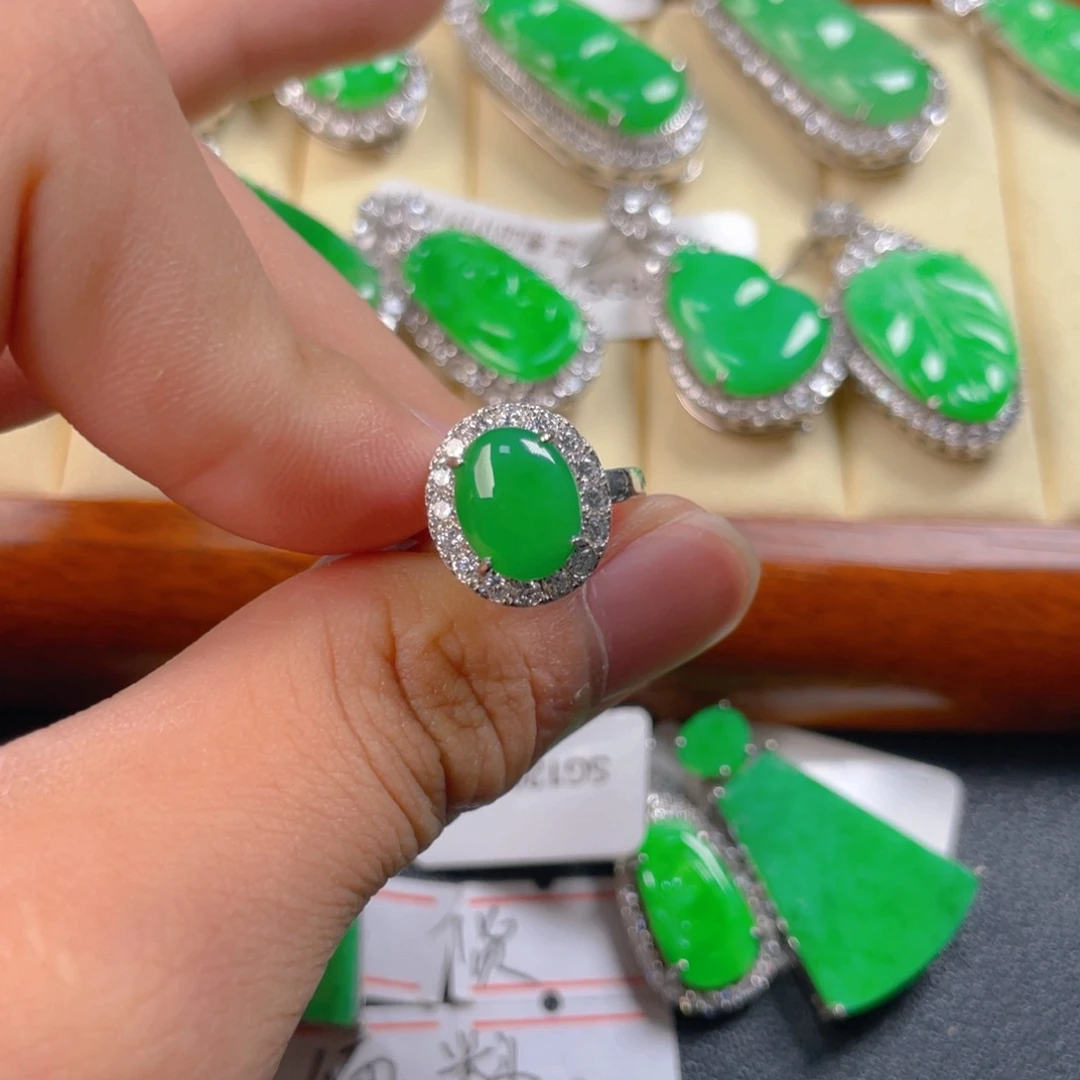 翡翠银S925镶嵌吊坠(不含链)