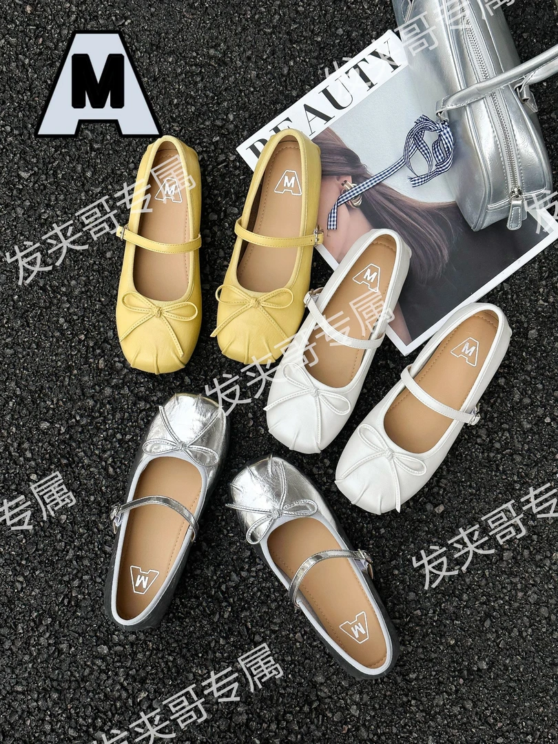 （芭蕾）2025新款气质蝴蝶结仙女风一字带法式平底玛丽珍鞋50A05