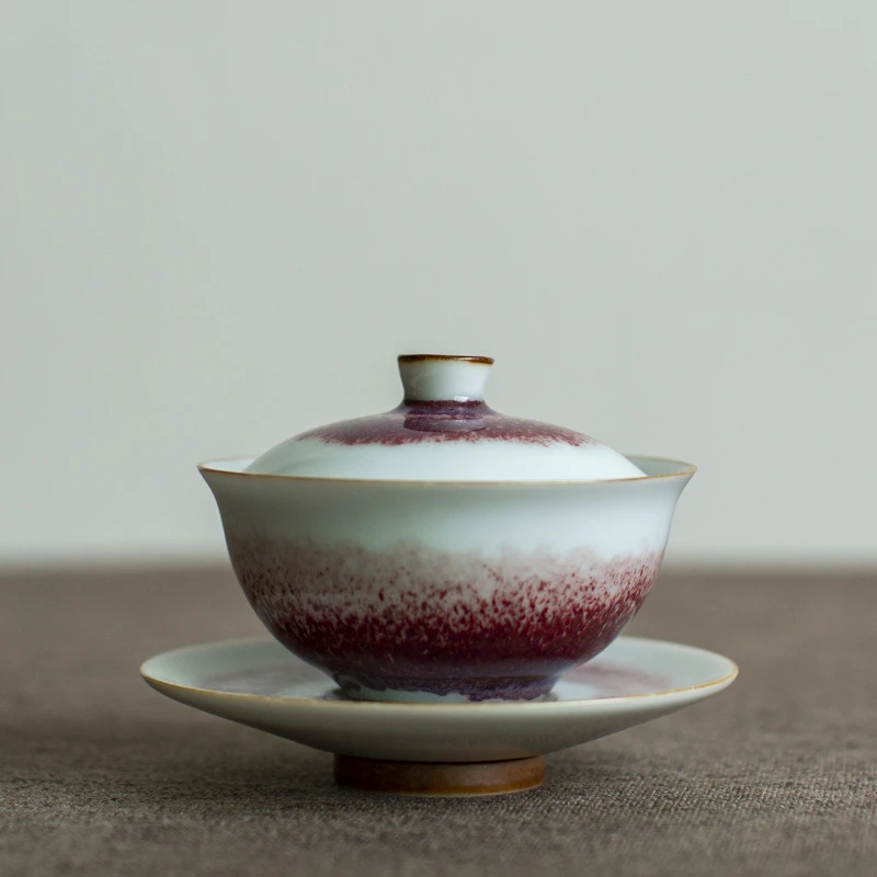 【静姐小院】黄丽君幻影海棠红盖碗海棠红陶瓷茶具盖碗（X7386)
