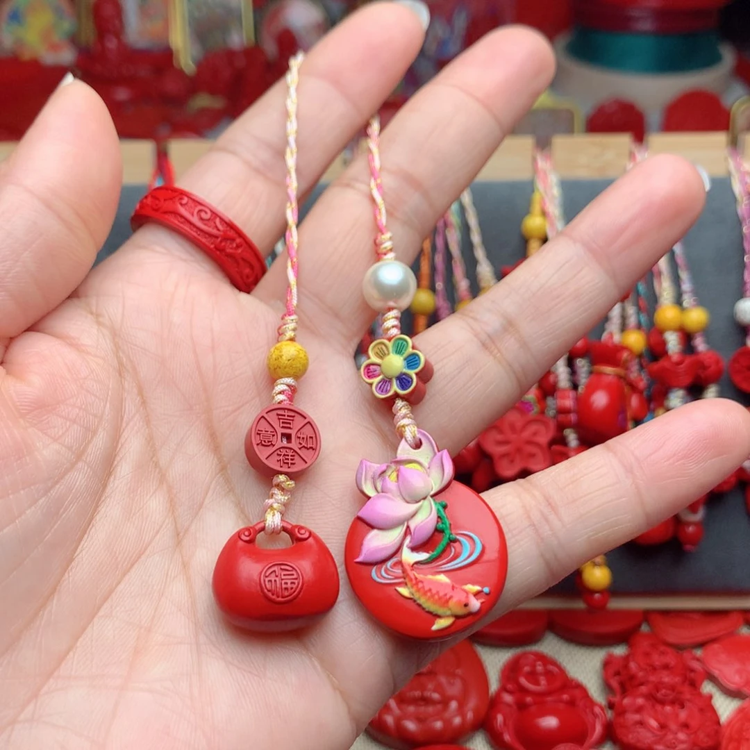 天然辰砂工艺品朱砂手机坠