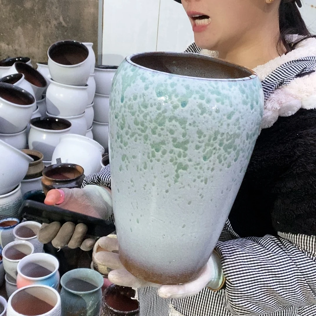 紫砂花盆瑕疵口16高29