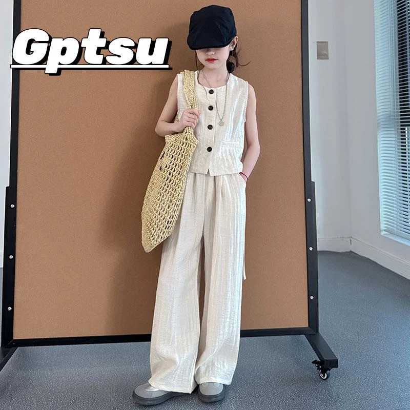 GPTSu女童套装2025款儿童装洋气高级感韩系童装初中生女大童衣服