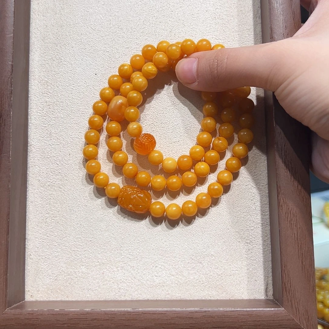 琥珀未镶嵌手链7.6mm蜜蜡手串