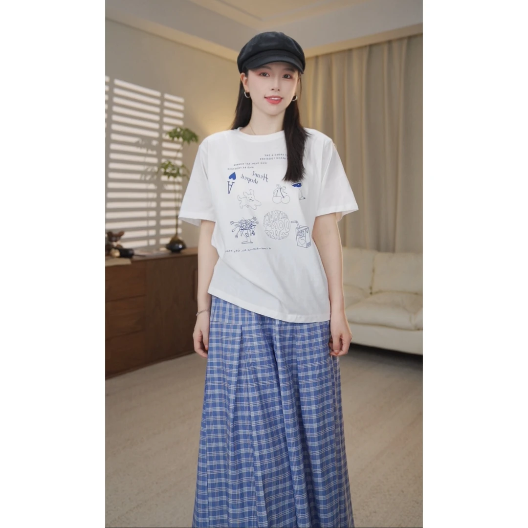 圆圆【精彩人生】休闲宽松圆领百搭童趣印花可爱短袖T恤  YY 8599