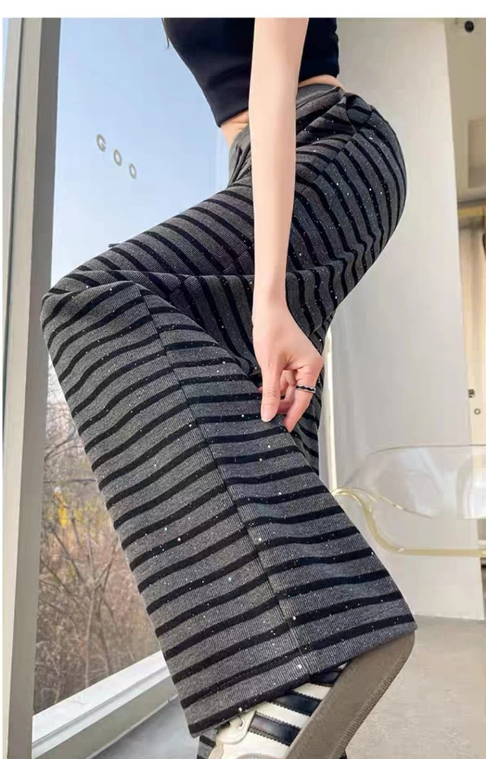 女士百搭条纹休闲裤5531-A116****