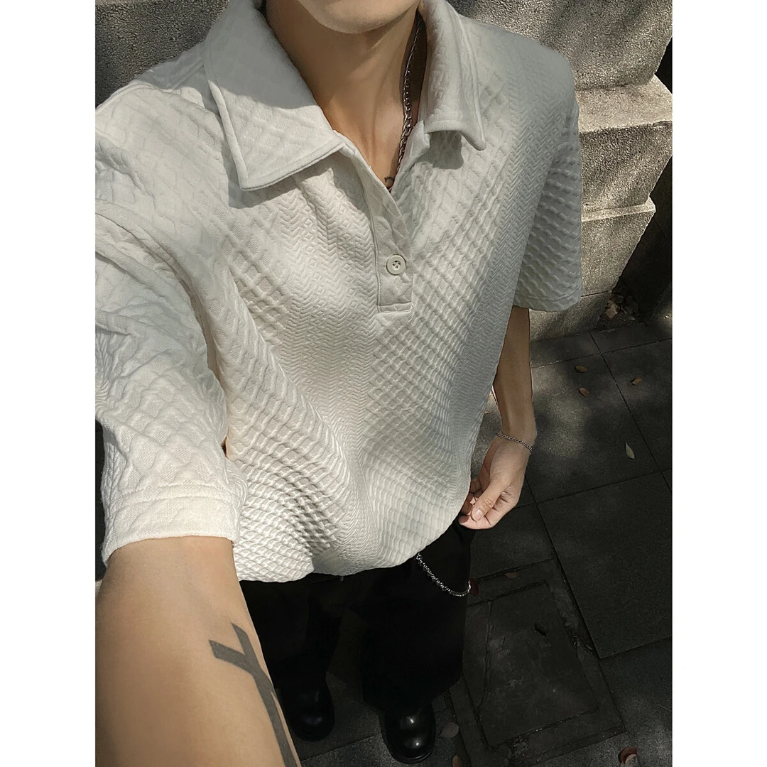 夏季新款提花特殊面料短袖POLO衫短袖T恤