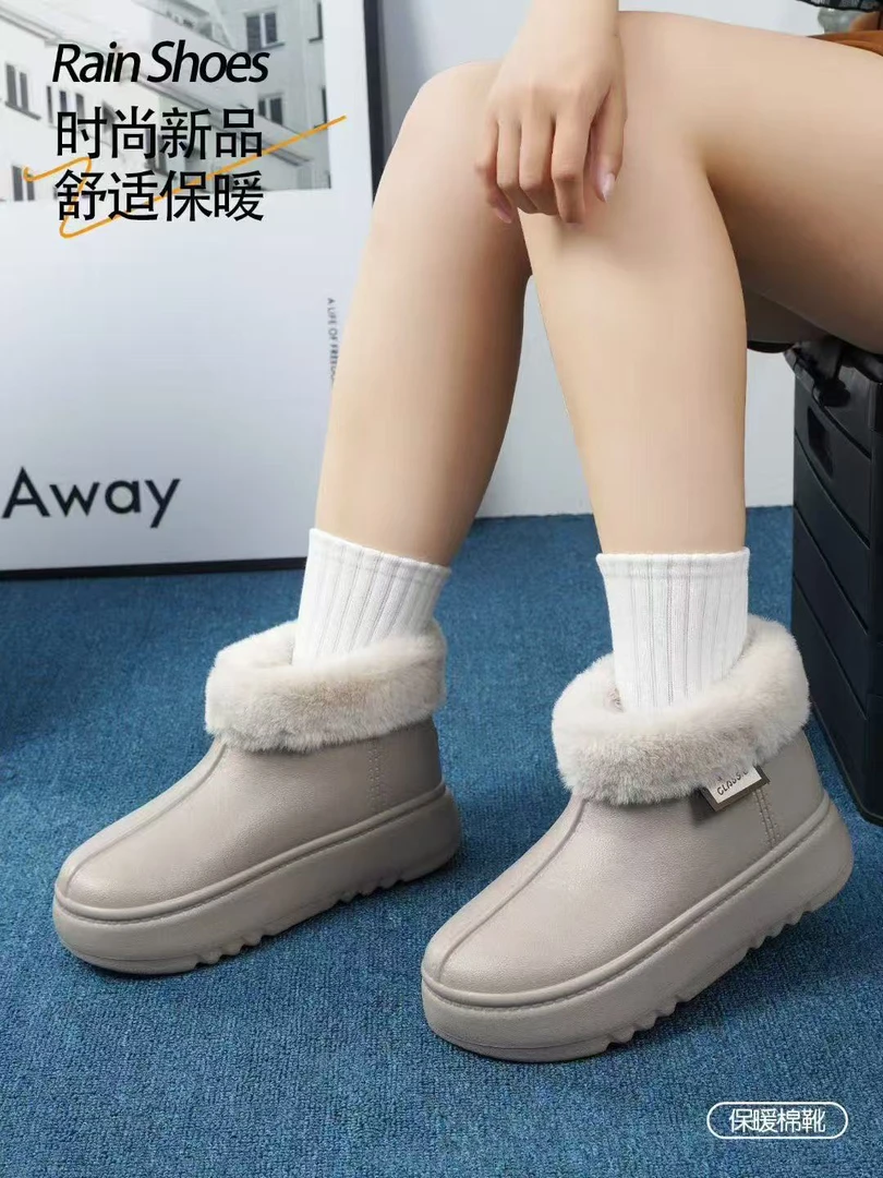 冬季女款毛毛加绒厚底包头棉鞋室内外均可穿着舒适保暖