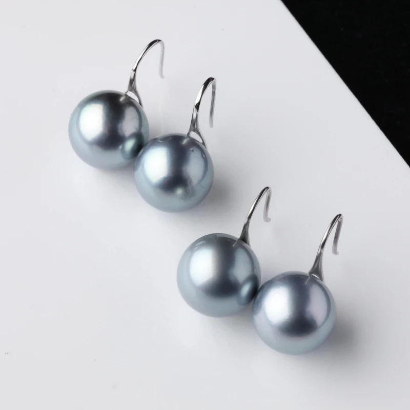 大溪地黑珍珠轻奢耳钩18k金时尚铂金灰高跟鞋耳环（多样性发一对）
