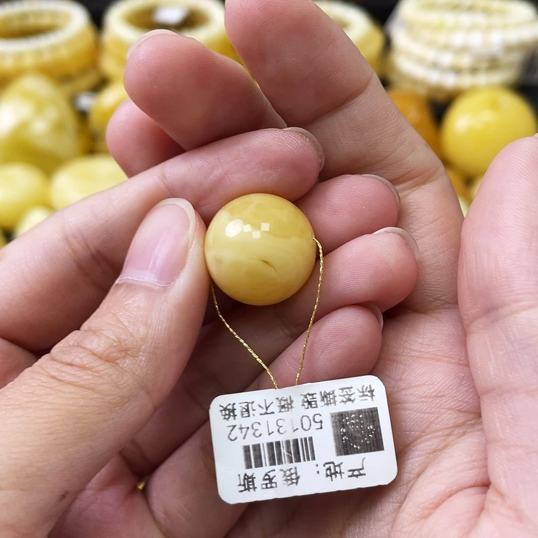 蜜蜡未镶嵌珠宝奇石奶白妖花16.5mm
