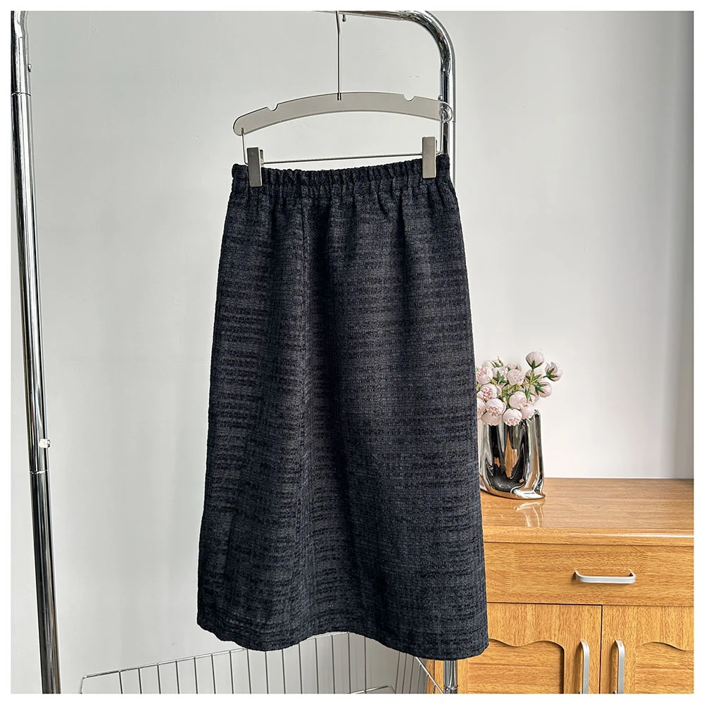 Q171夏季新款女士宽松松紧腰开叉休闲半身裙女