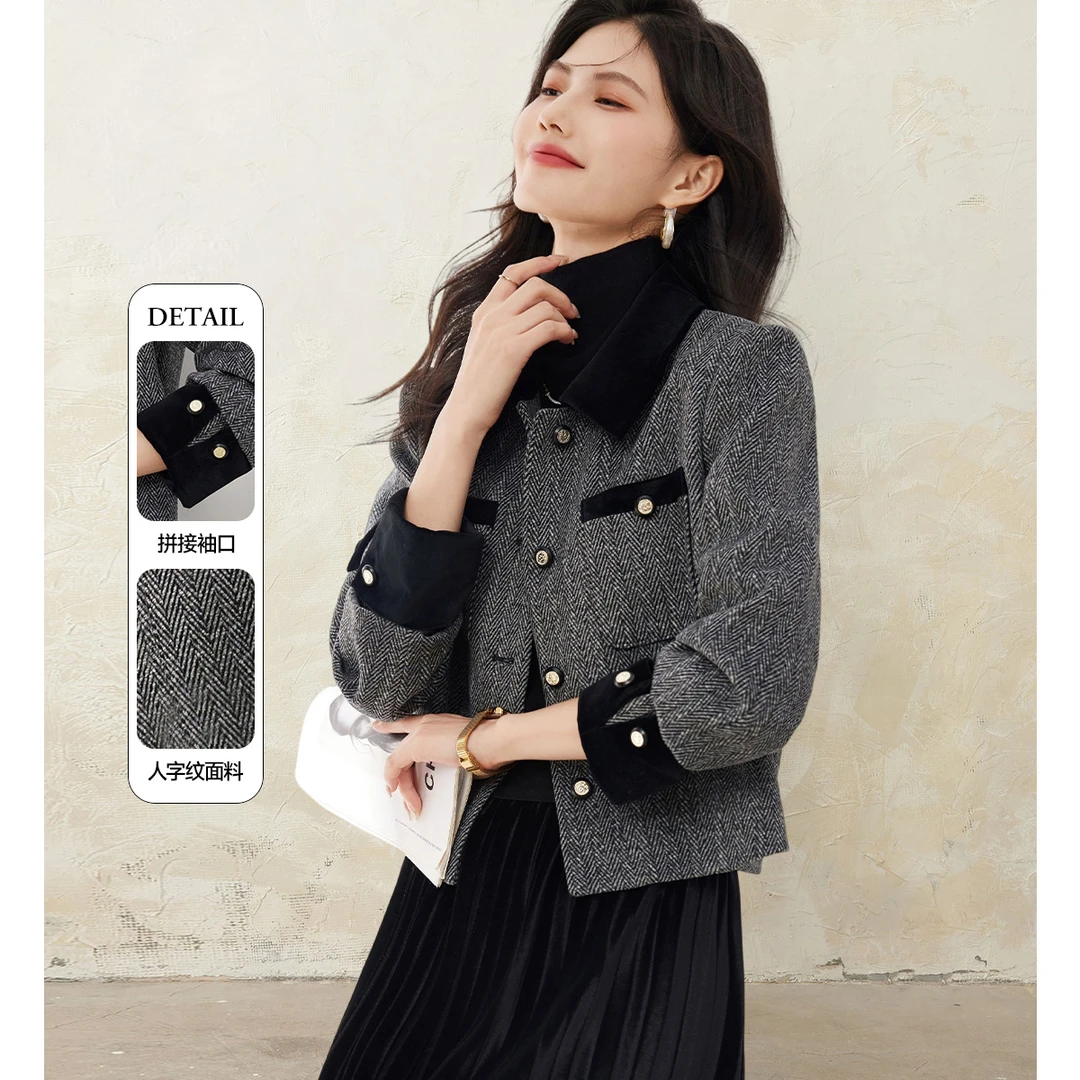 格雷系穿搭短款小香风外套女春2025新款气质小个子高级感法式上衣