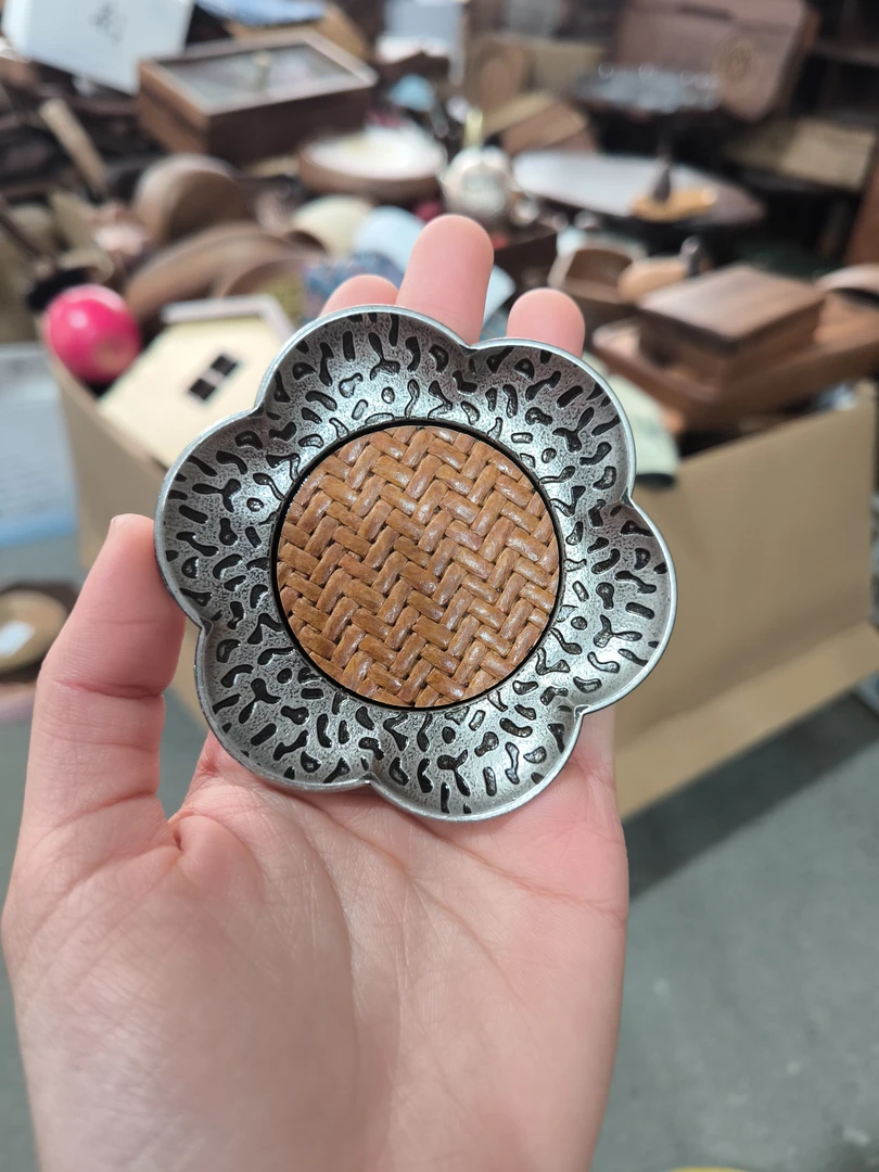 竹编花朵杯垫8cm