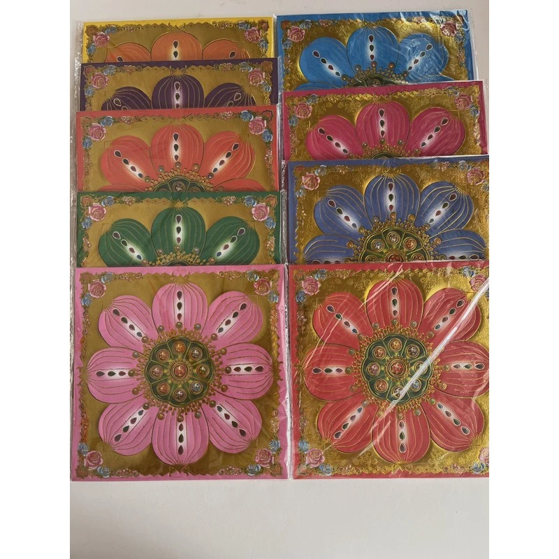 19×19厘米九色琉璃莲花纸（每色1包，9包360张）