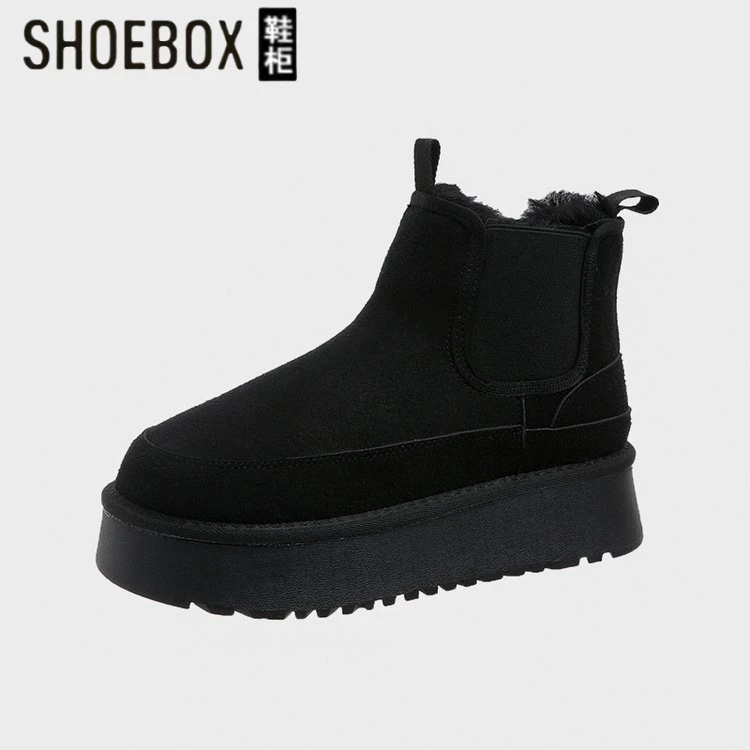 达芙妮旗下鞋柜切尔西靴靴子英伦风厚底弹力瘦瘦靴短靴女鞋加厚